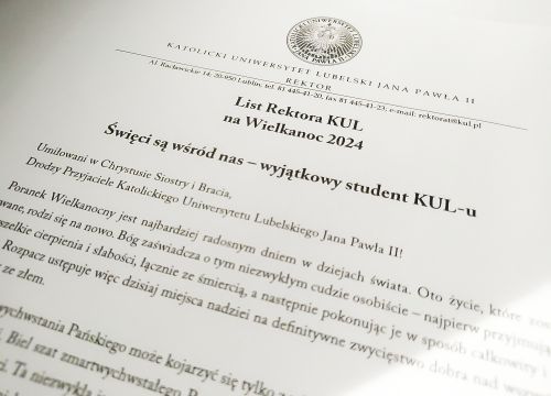 List Rektora Katolickiego Uniwersytetu Lubelskiego na Wielkanoc 2024